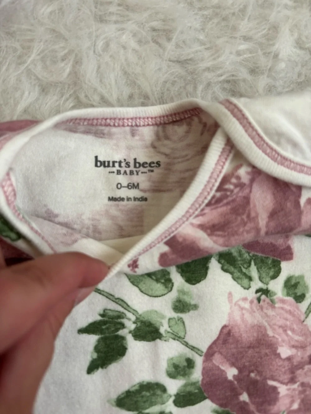 Burt's Bees Floral Rose Print Long Sleeve Baby Sleep Gown and Hat